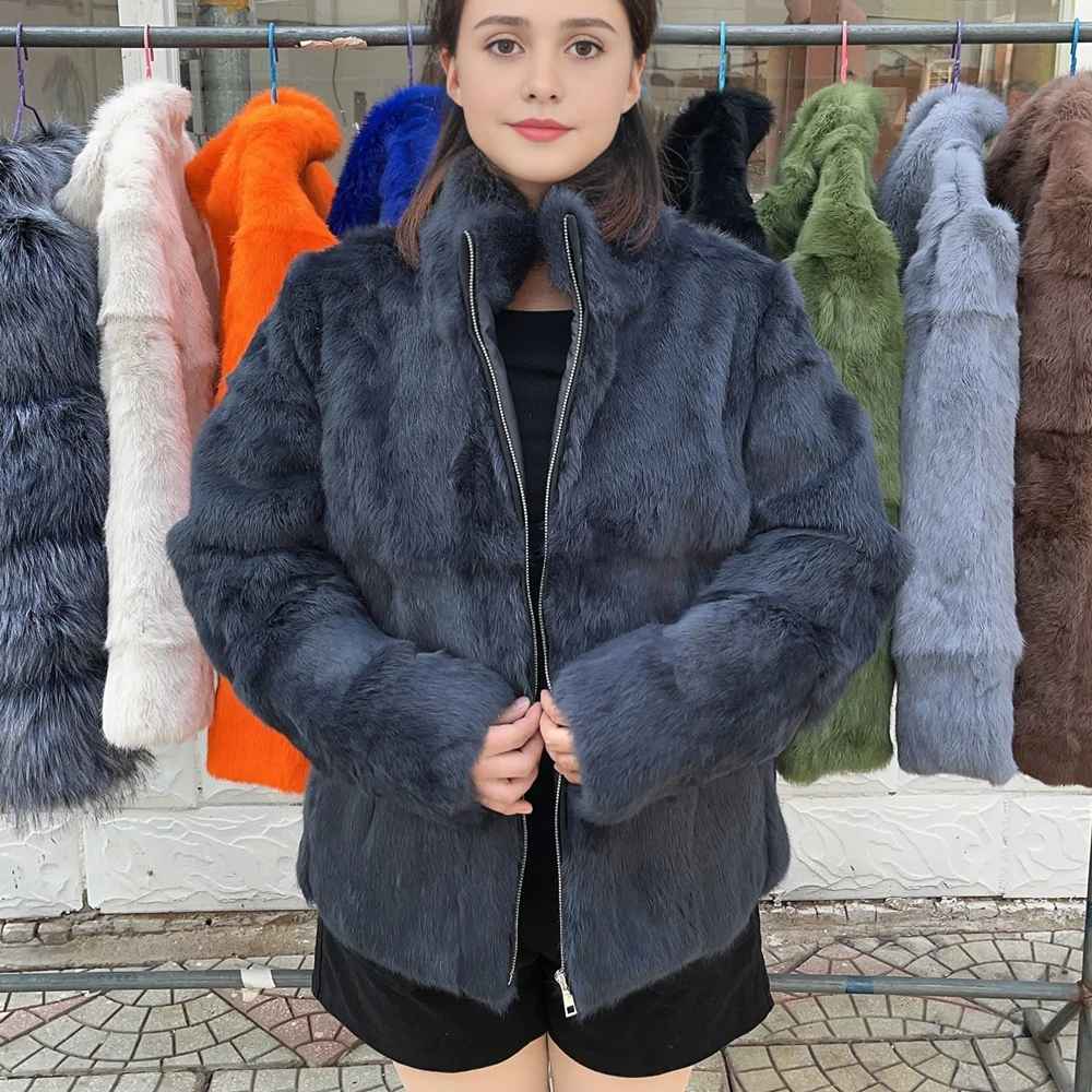 Olivia™ - Natürlicher Kaninchenfellmantel