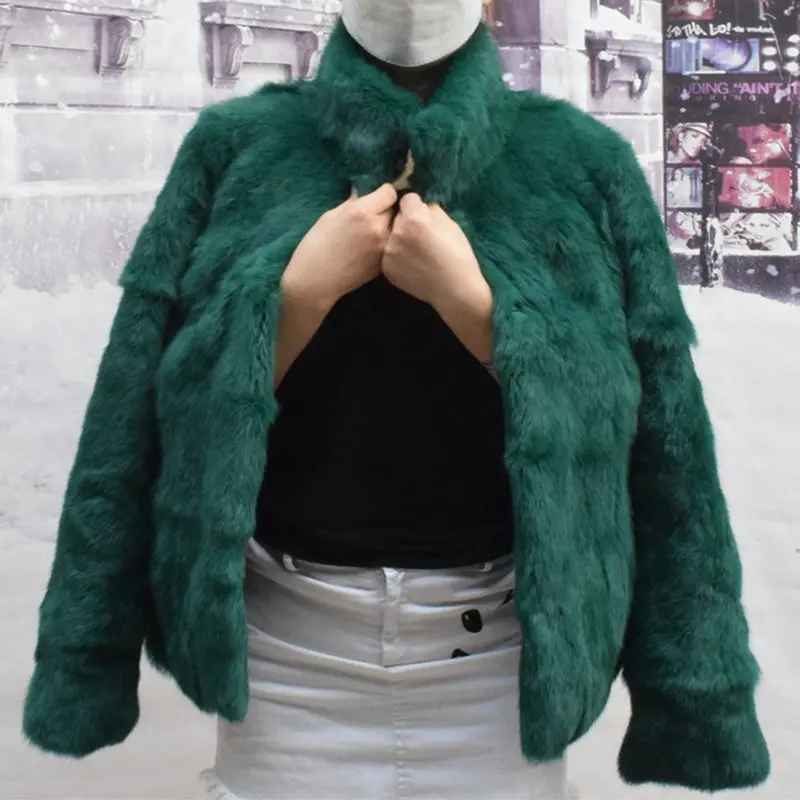 Olivia™ - Natürlicher Kaninchenfellmantel