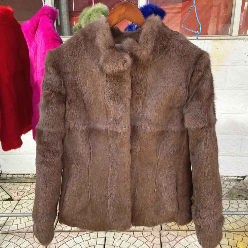Olivia™ - Natürlicher Kaninchenfellmantel