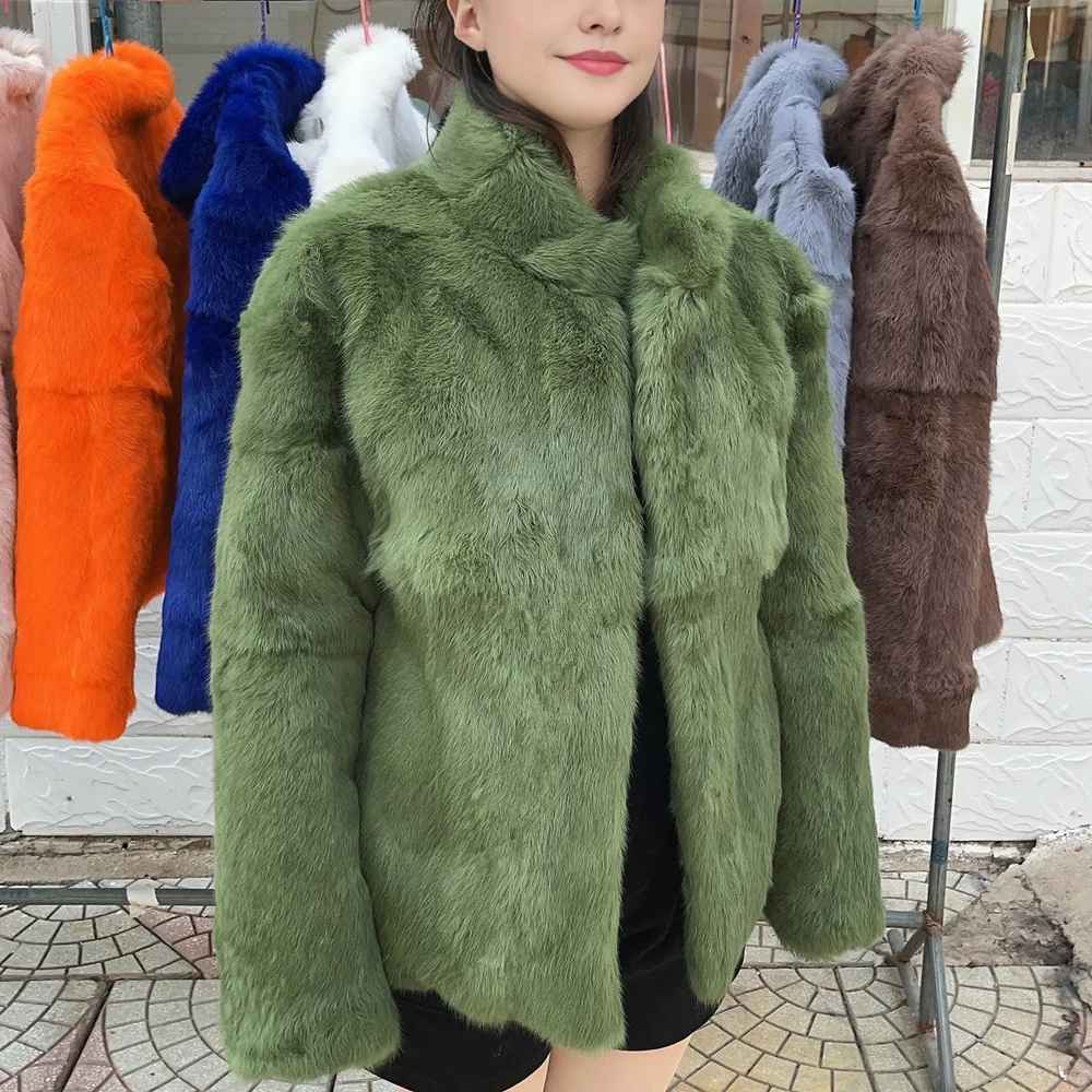 Olivia™ - Natürlicher Kaninchenfellmantel