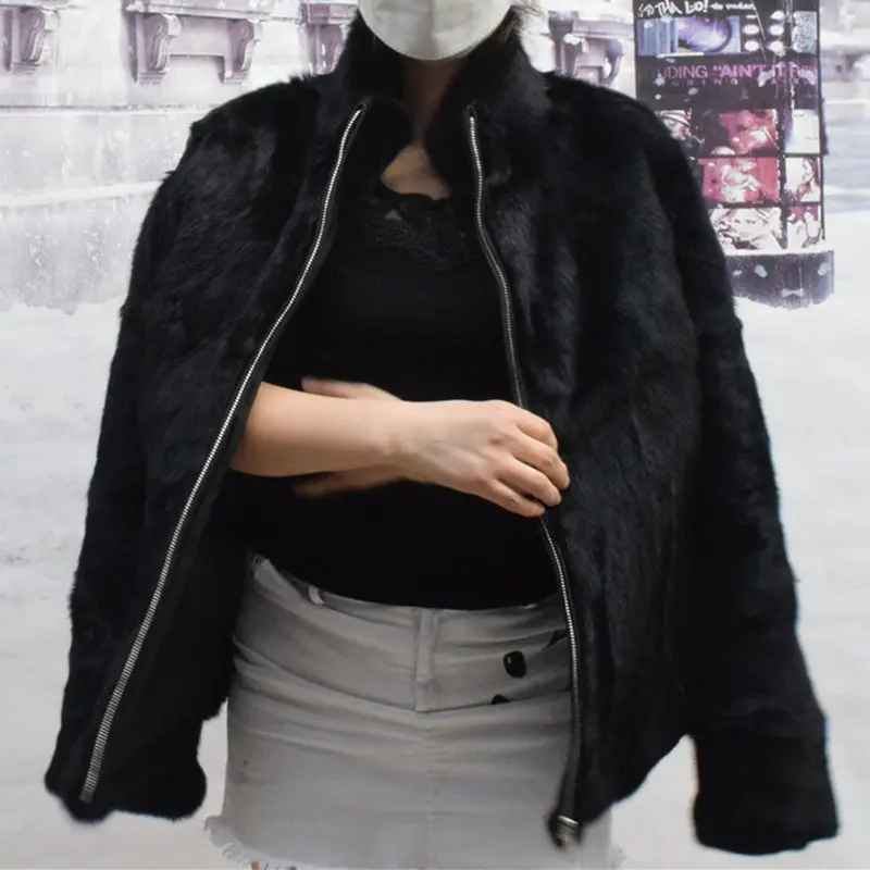 Olivia™ - Natürlicher Kaninchenfellmantel