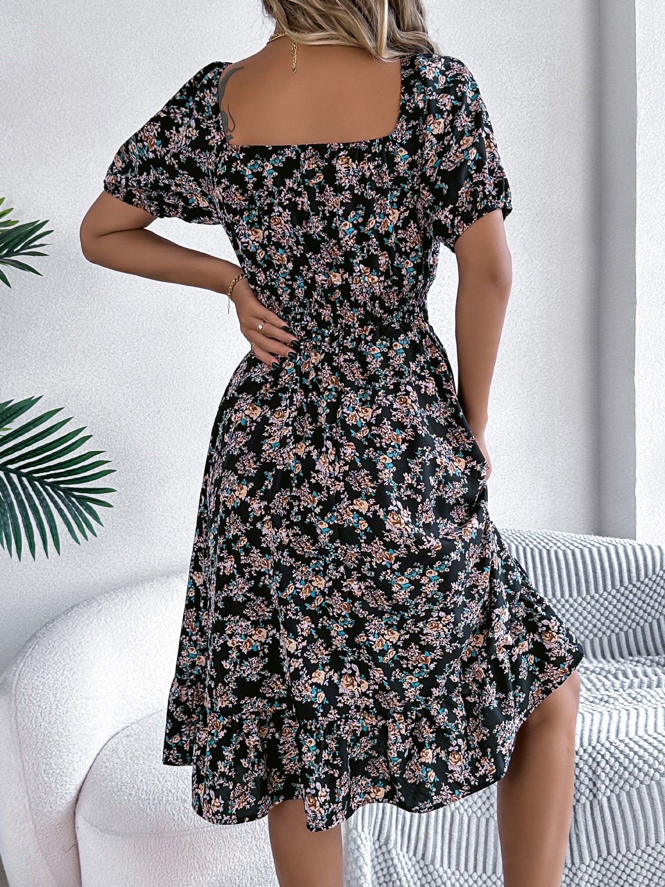 Elise™ – Romantisches Kleid mit Smok und Puffärmeln