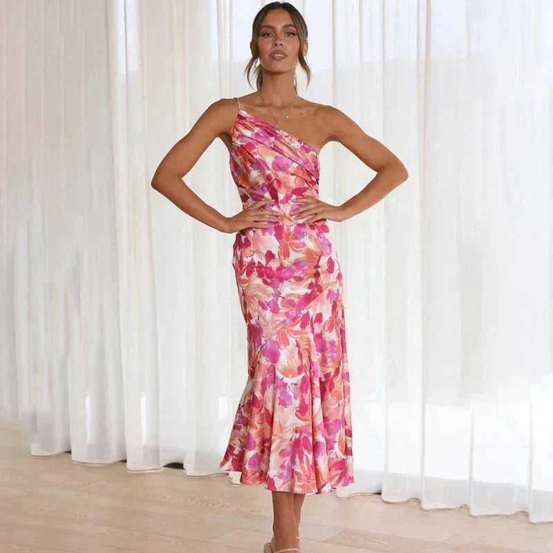 Flora™ – Asymmetrisches Midikleid mit Blumenmuster