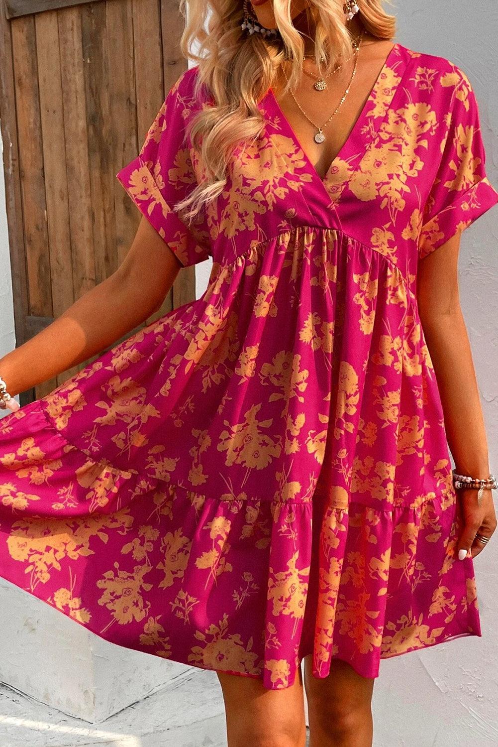 Romy™ – Smockkleid mit Rosendruck und Lagenlook