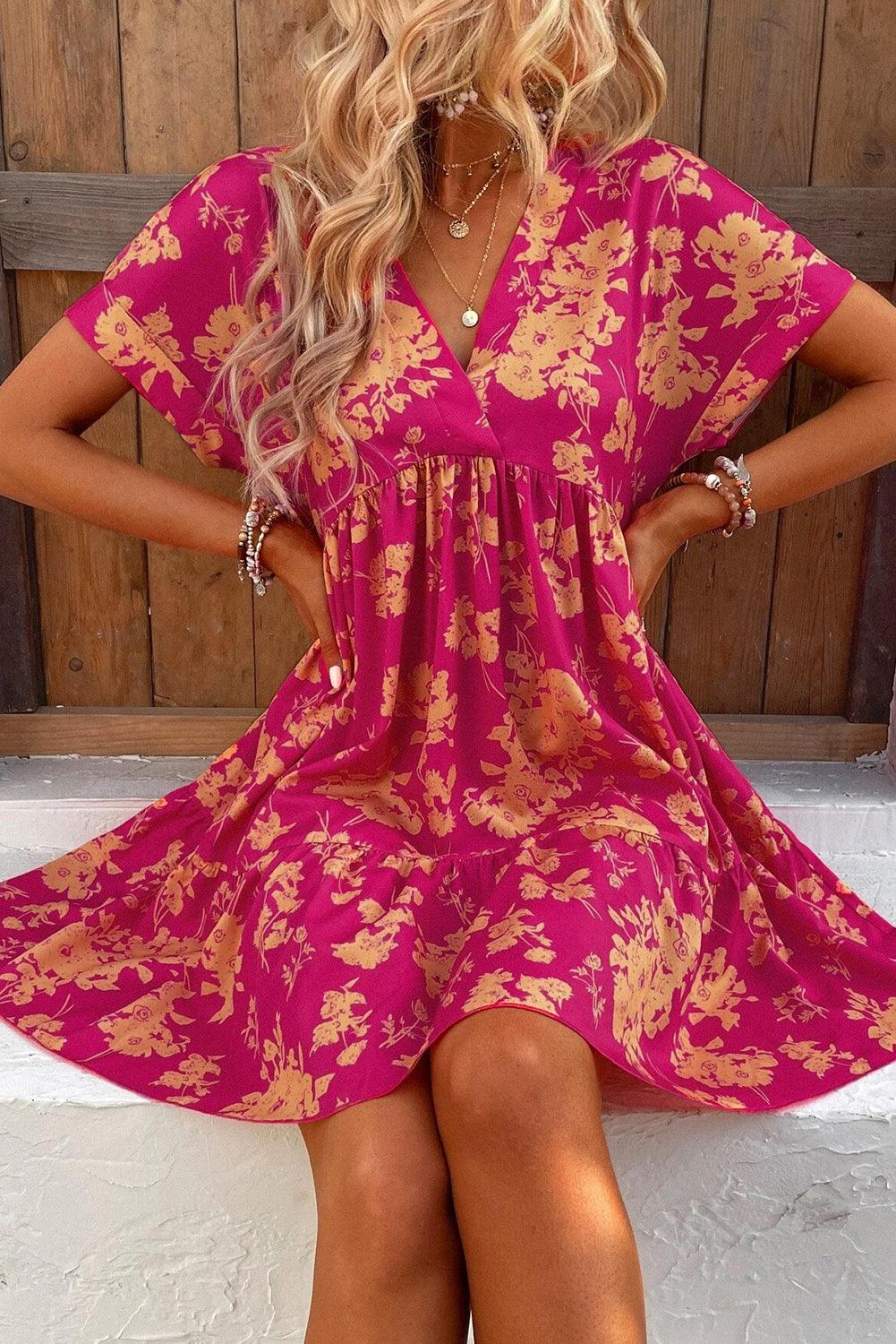 Romy™ – Smockkleid mit Rosendruck und Lagenlook