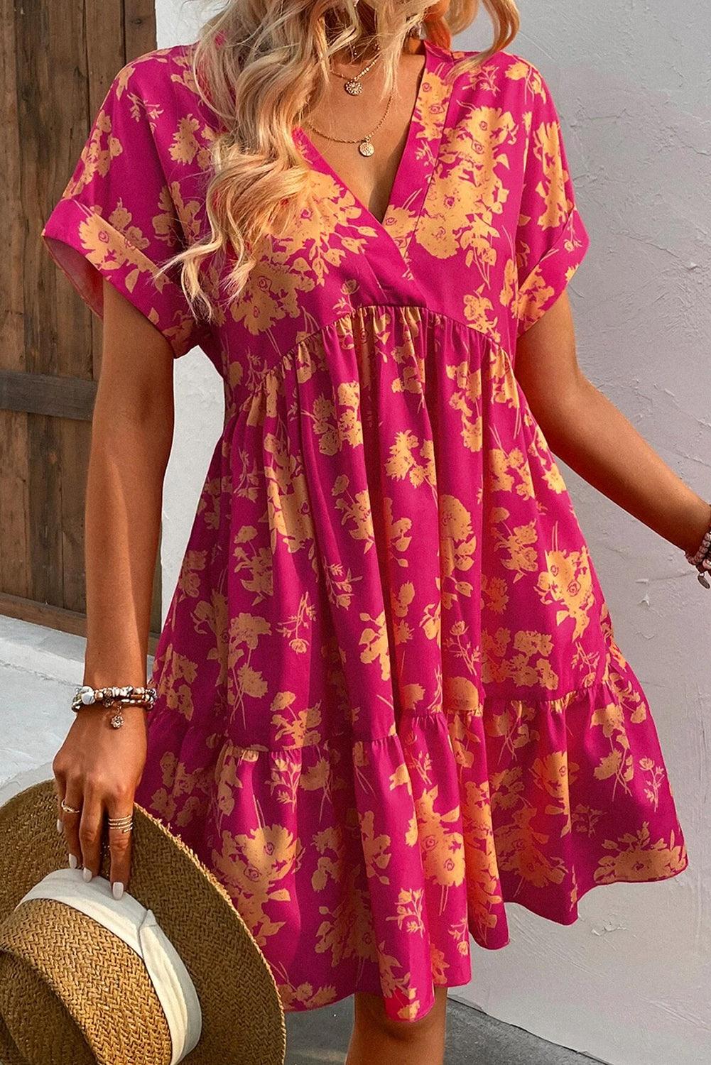 Romy™ – Smockkleid mit Rosendruck und Lagenlook