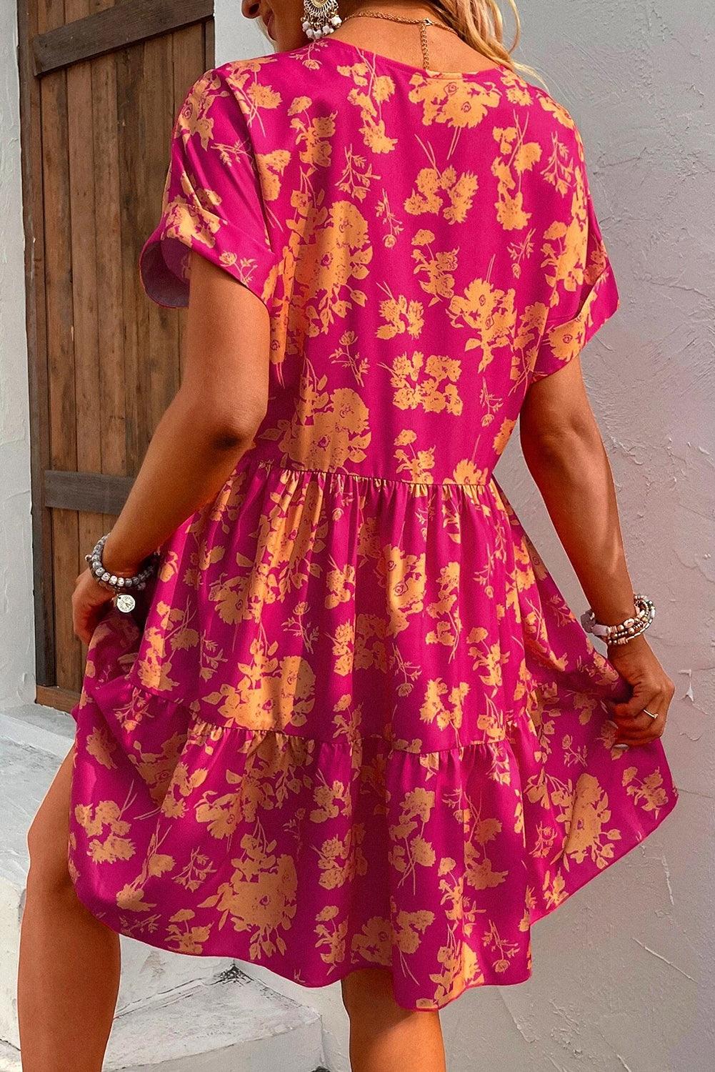 Romy™ – Smockkleid mit Rosendruck und Lagenlook