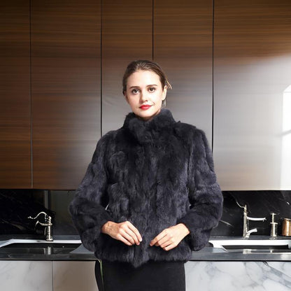 Olivia™ - Natürlicher Kaninchenfellmantel