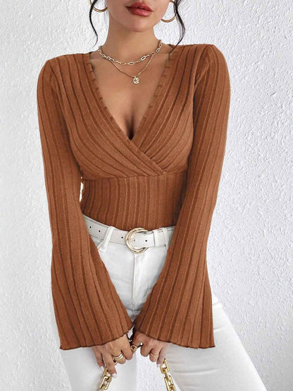 Lina™ – Slim Fit Strickshirt mit V-Ausschnitt & Stilgefühl