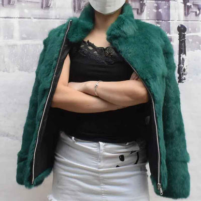 Olivia™ - Natürlicher Kaninchenfellmantel