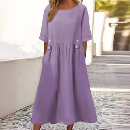 Diana™ – Stilvolles Midikleid mit Knopfdetails