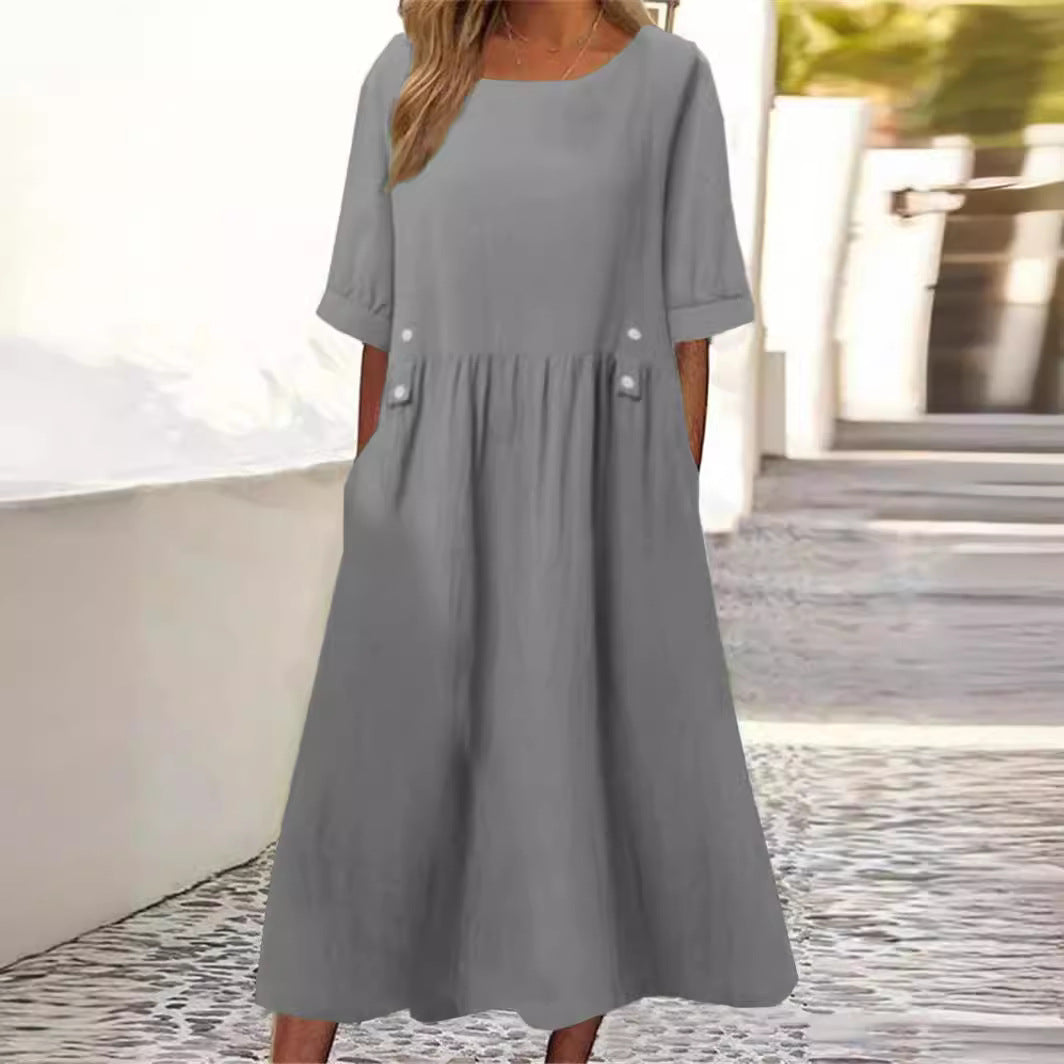 Diana™ – Stilvolles Midikleid mit Knopfdetails