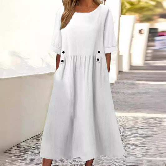 Diana™ – Stilvolles Midikleid mit Knopfdetails