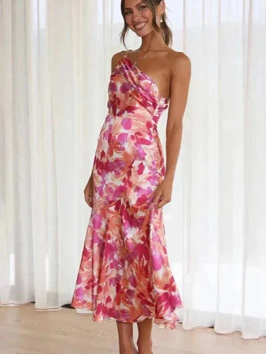 Flora™ – Asymmetrisches Midikleid mit Blumenmuster