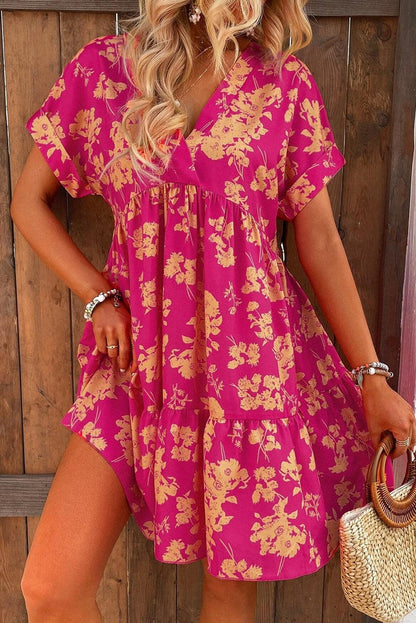 Romy™ – Smockkleid mit Rosendruck und Lagenlook