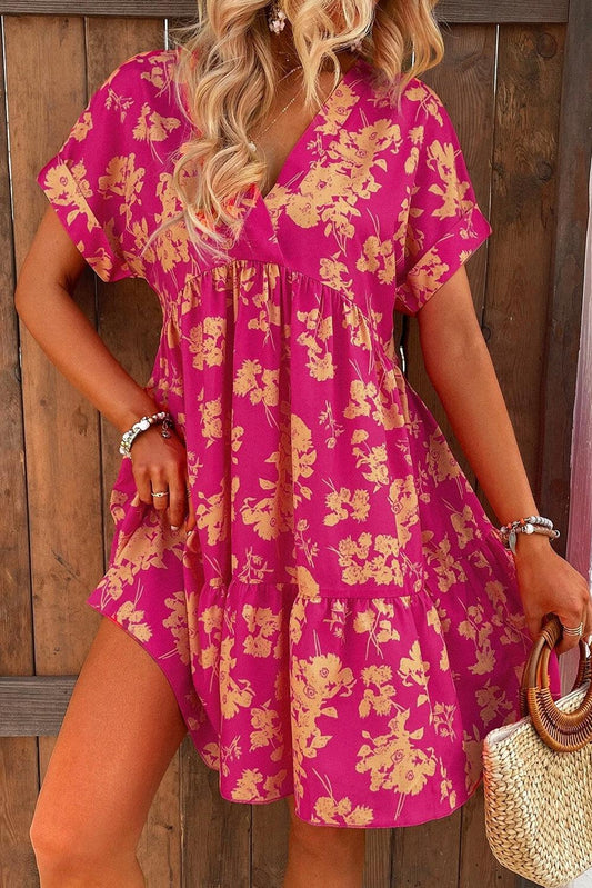 Romy™ – Smockkleid mit Rosendruck und Lagenlook